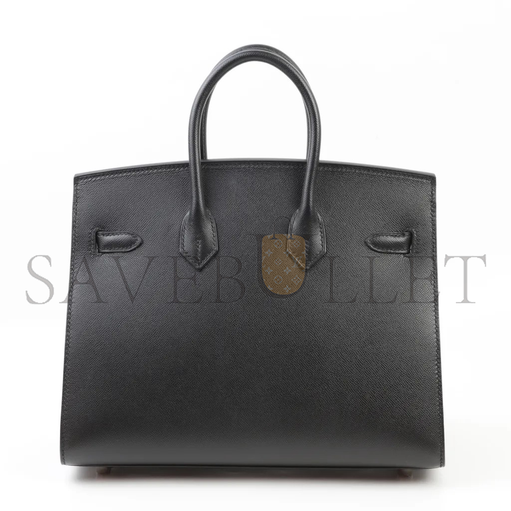 H**mes master birkin 25 black leather silver buckle 4341856341 (25*20*13cm)