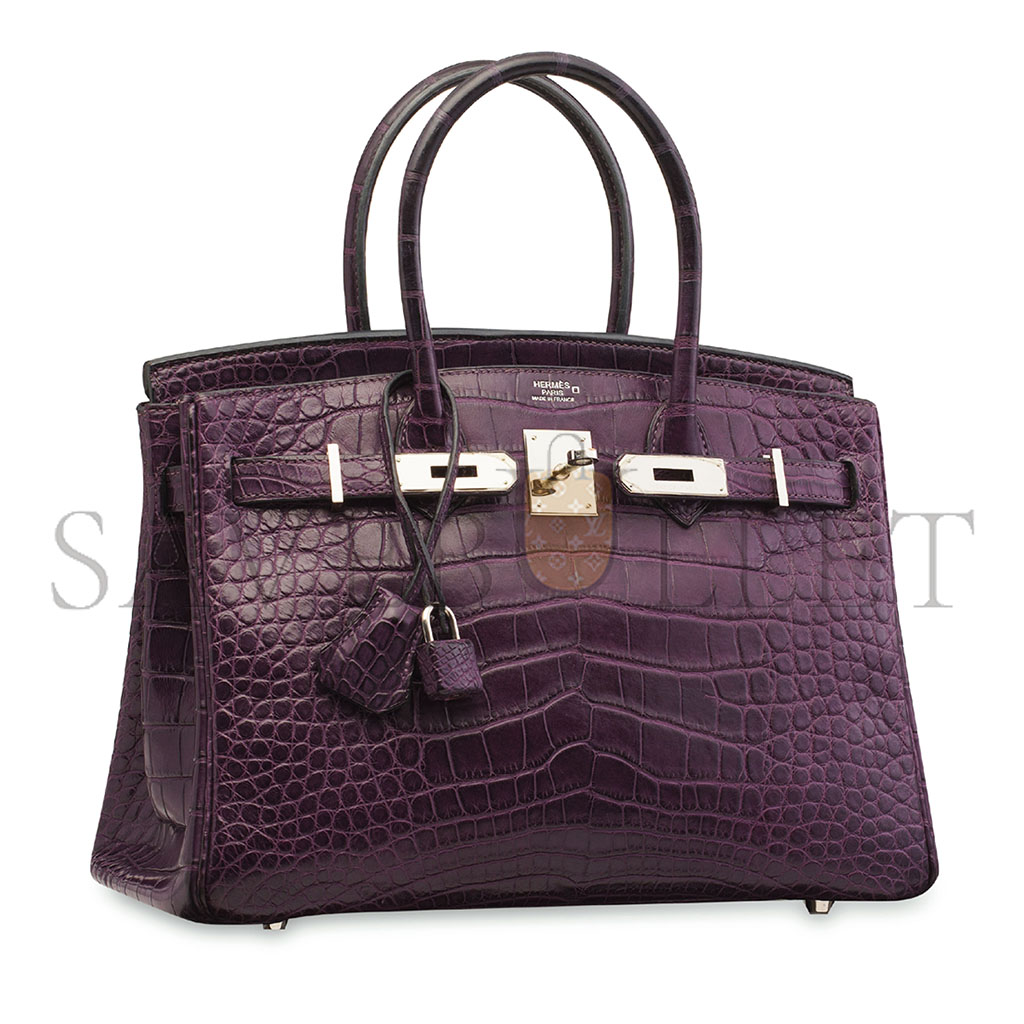 H**mes master birkin 25 crocodile crystal purple handbag 10040416 (25*20*13cm)
