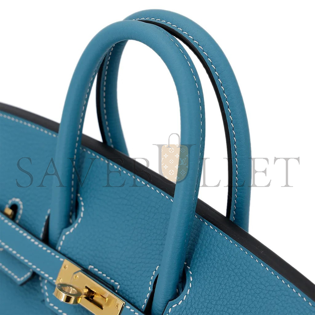 H**mes master birkin 25 denim blue togo calfskin gold button 10099469 (25*20*13cm)