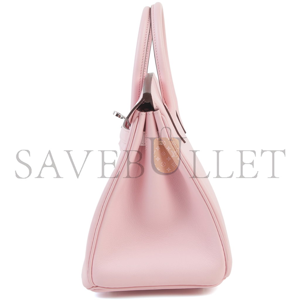 H**mes master birkin 25 sakura leather with silver buckle bag 4328054179 (25*20*13cm)