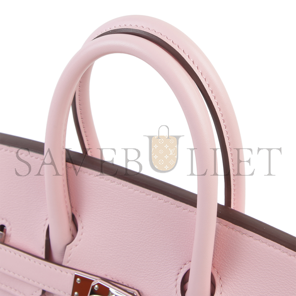 H**mes master birkin 25 sakura leather with silver buckle bag 4328054179 (25*20*13cm)