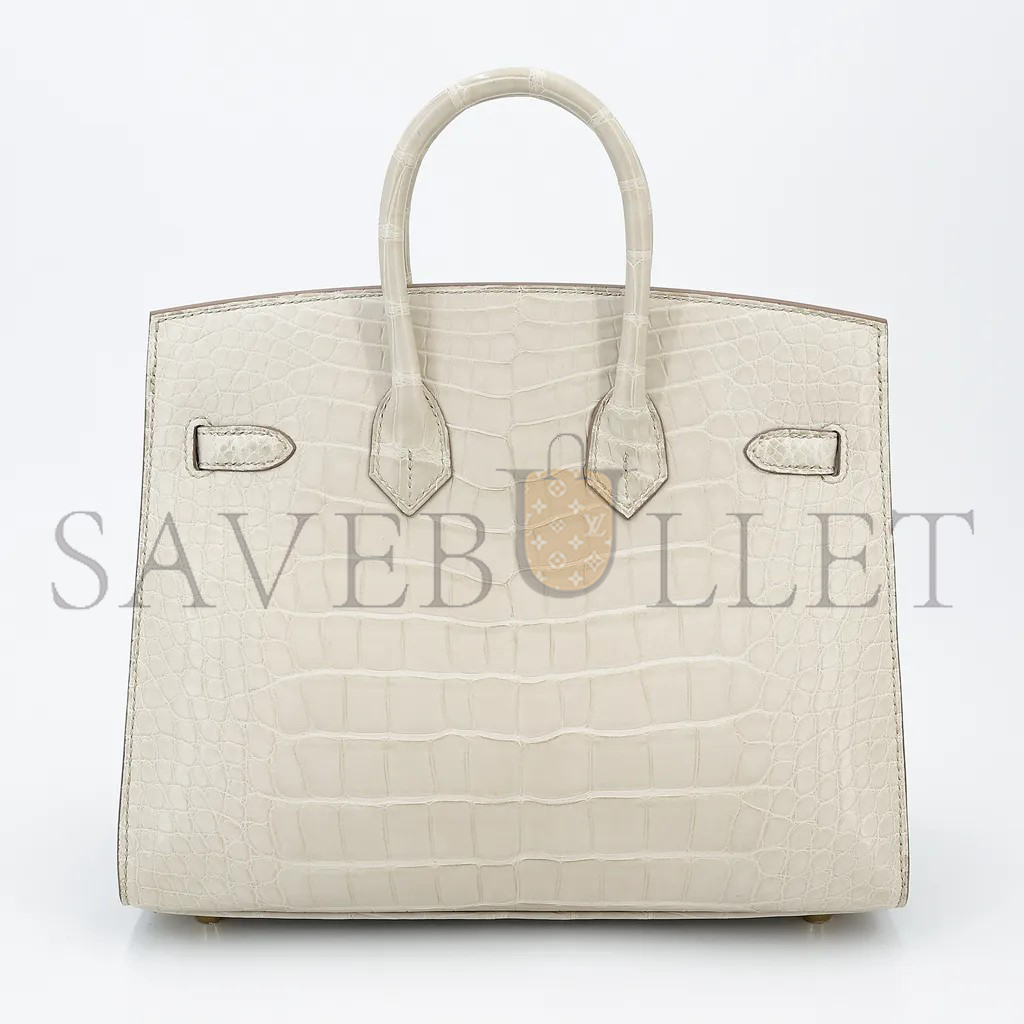 H**mes master birkin 25 8l cream white matte crocodile silver buckle bag 4034389225 (25*20*13cm)