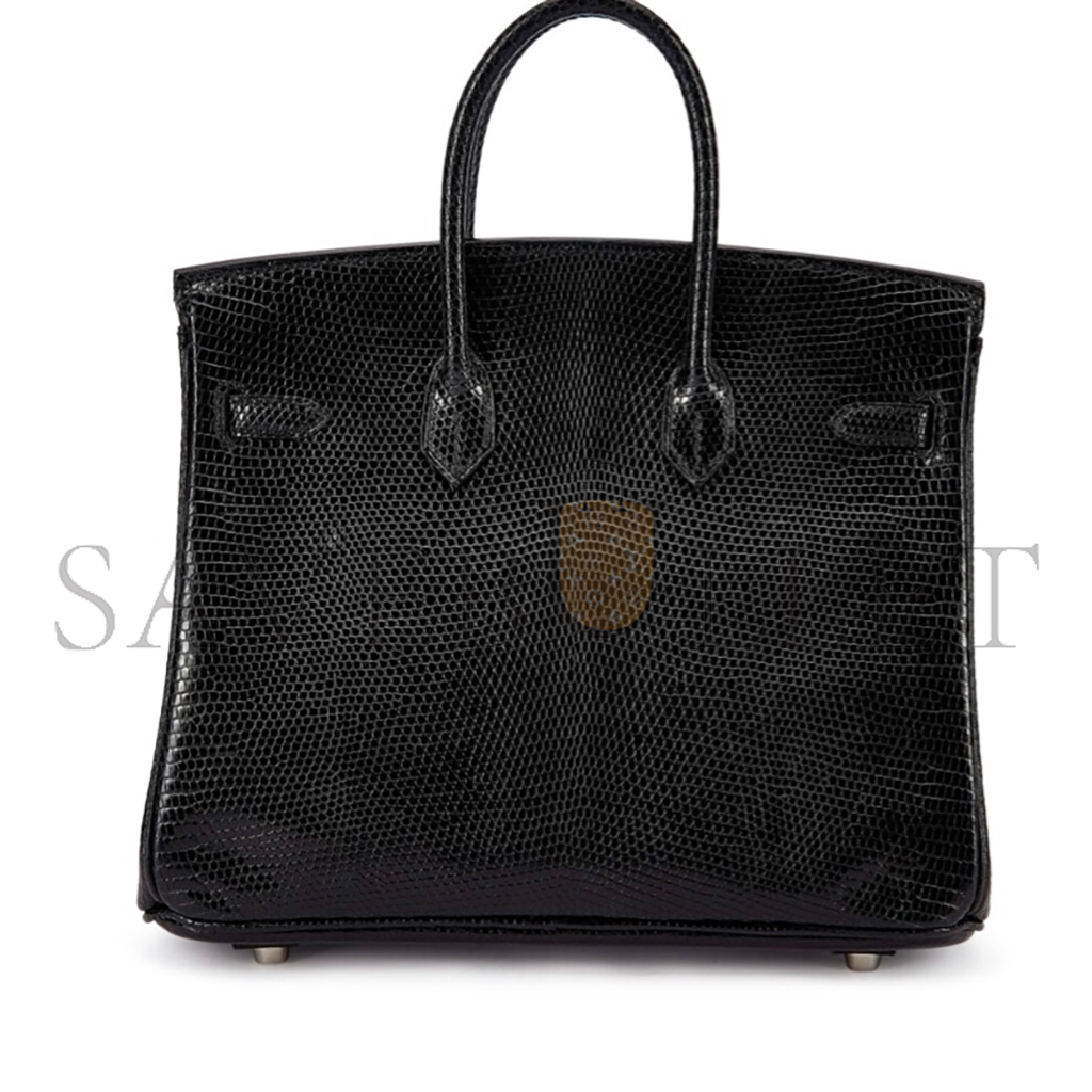 H**mes master birkin 25 lizard skin black silver buckle bag 623541 (25*18*13cm)