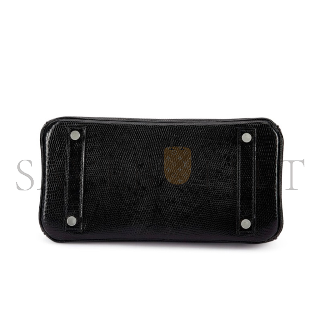 H**mes master birkin 25 lizard skin black silver buckle bag 623541 (25*18*13cm)