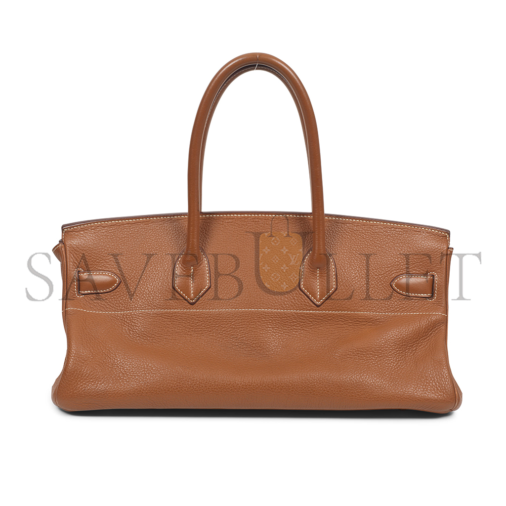 H**mes shoulder birkin 42 togo golden brown leather gold buckle bag 116571 (42*21*16cm)