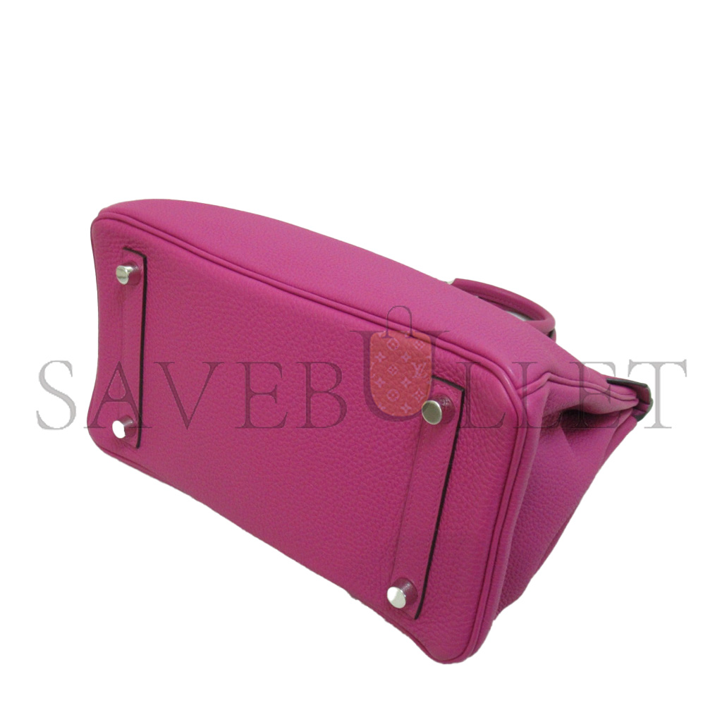 H**mes master birkin 30 togo leather magnolia pink silver buckle bag 2101217510769 (30*20*13cm)