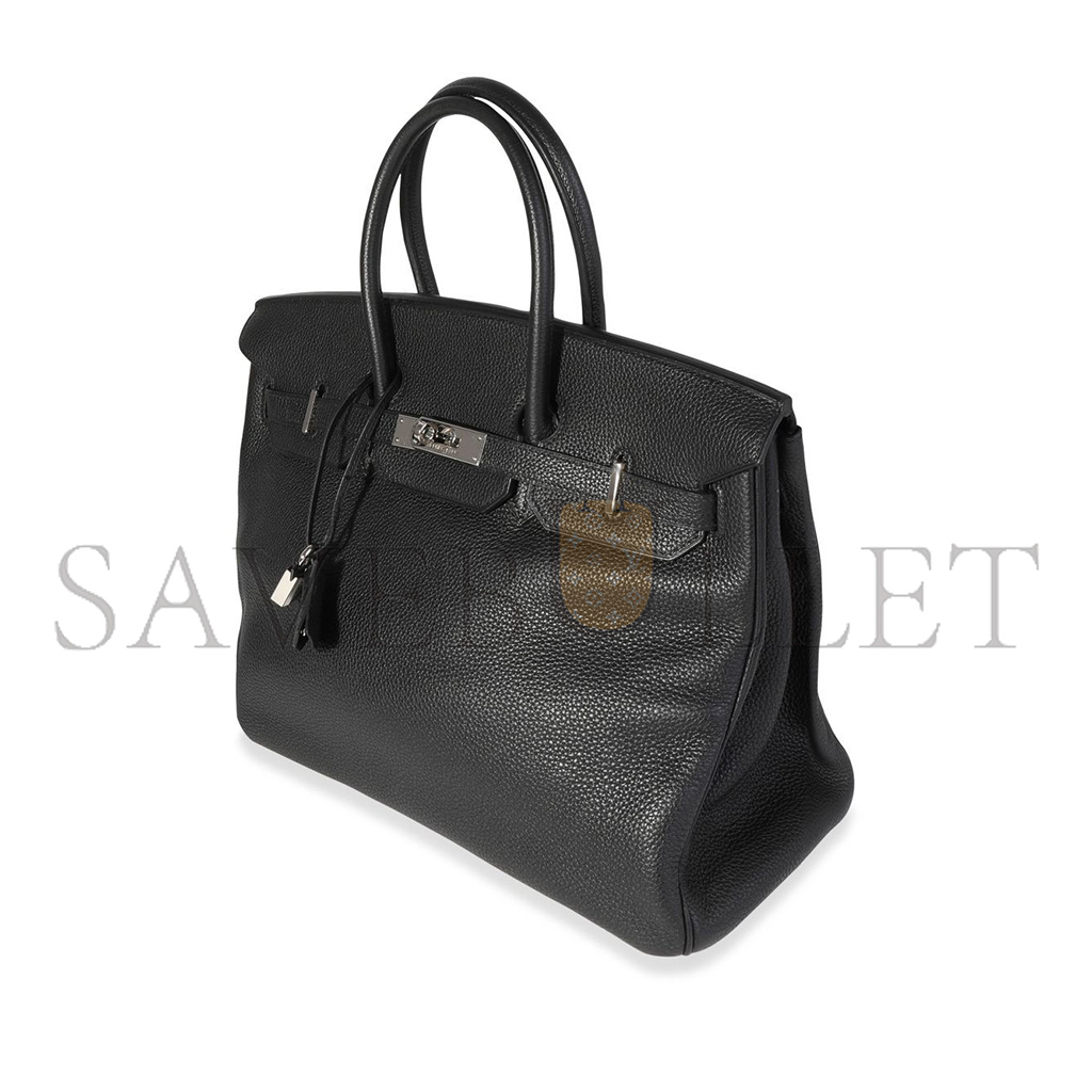 H**mes master birkin 35 togo black leather and silver buckle handbag 18494998 (35*25*18cm)