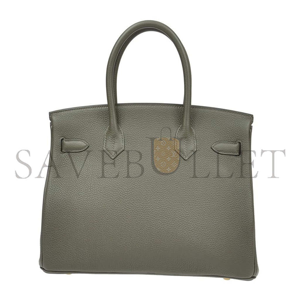 H**mes master birkin 30 togo leather almond green gold buckle handbag bk30c6tggp (30*23*15cm)
