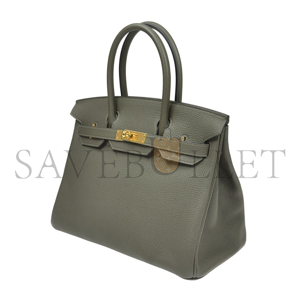 H**mes master birkin 30 togo leather almond green gold buckle handbag bk30c6tggp (30*23*15cm)
