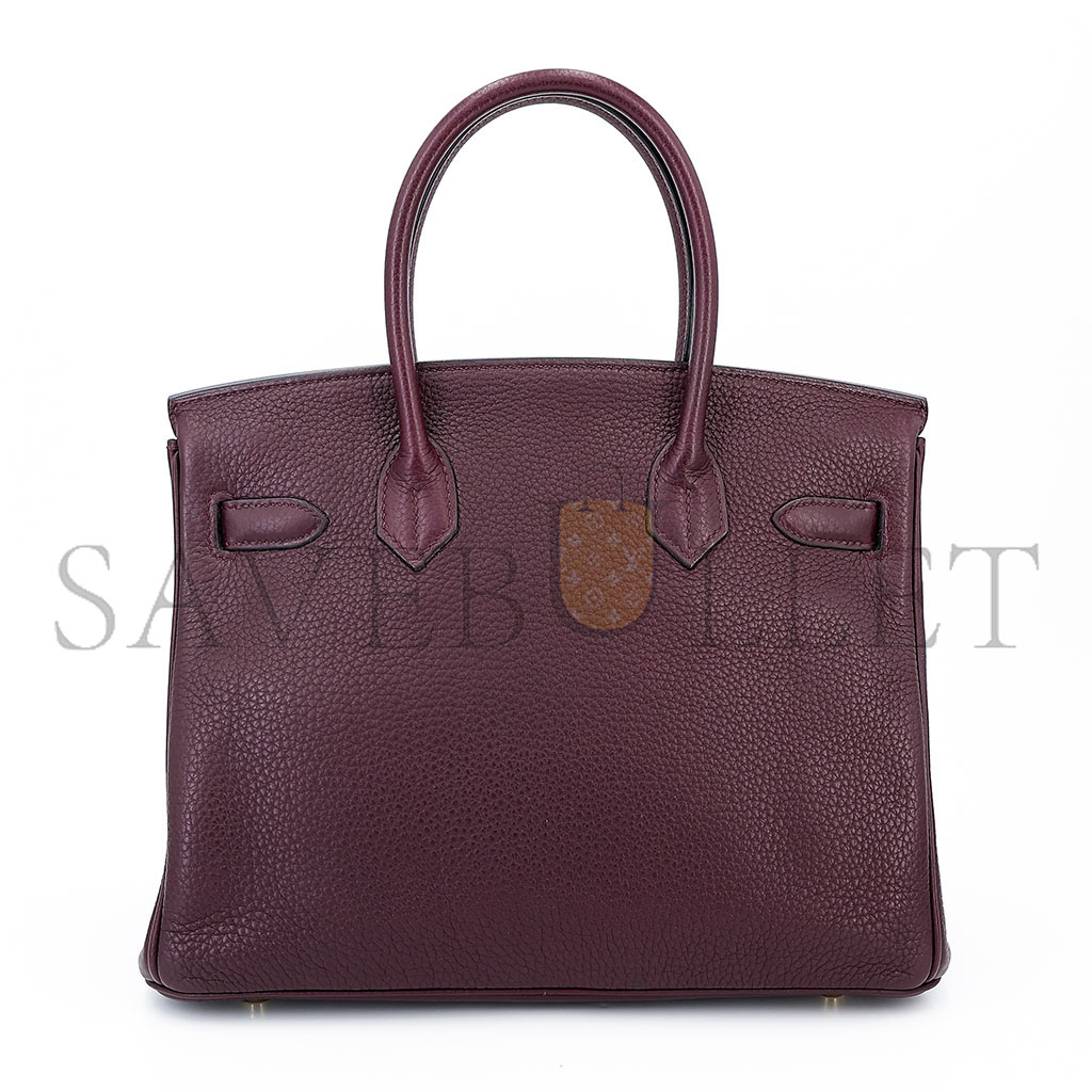 H**mes birkin 30 togo leather burgundy gold buckle bag 8575895581 (30*22*15cm)
