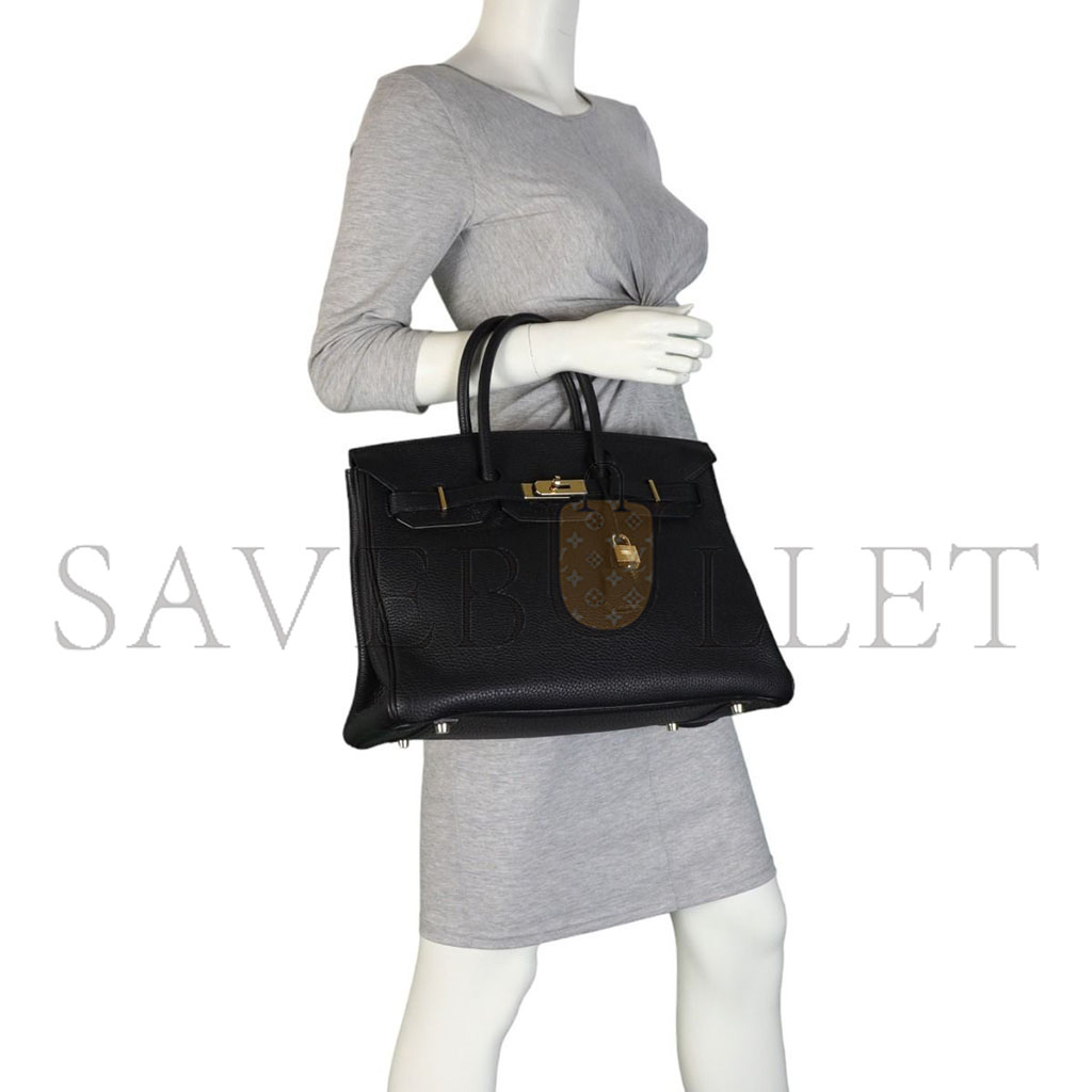 H**mes birkin 35 togo leather black gold buckle bag h028369cc2z (35*28*18cm)