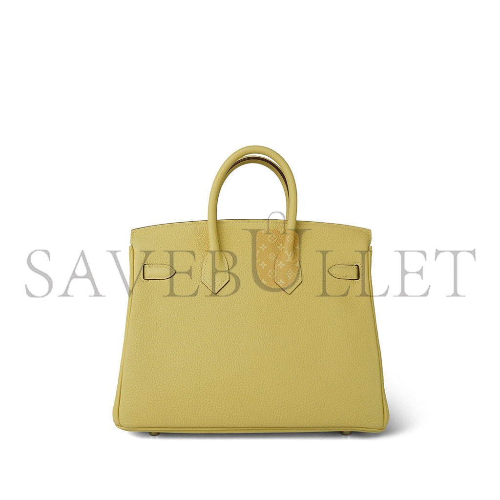 H**mes birkin 25 togo leather lemon yellow silver buckle bag h028369ck1z (25*20*13cm)