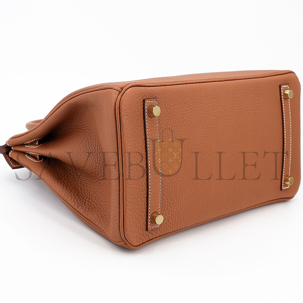 H**mes birkin 30 togo leather golden brown gold buckle bag 5375750663 (30*23*15cm)
