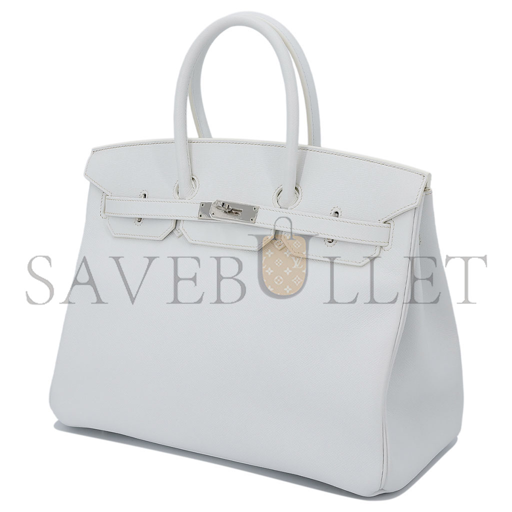 H**mes birkin 35 togo leather white silver buckle bag h028369ck01 (35*28*18cm)