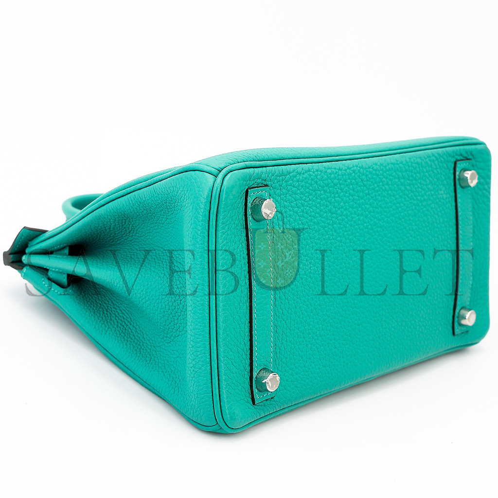 H**mes master birkin 25 togo leather peacock blue silver buckle 1720000492 (25*20*13cm)