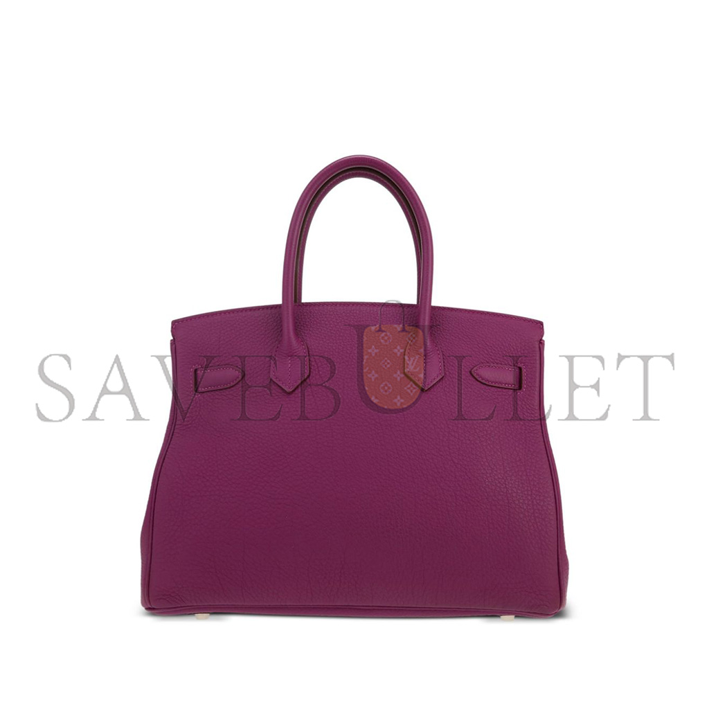 H**mes master birkin 30 togo leather rose purple silver buckle 26599473 (30*23*15cm)