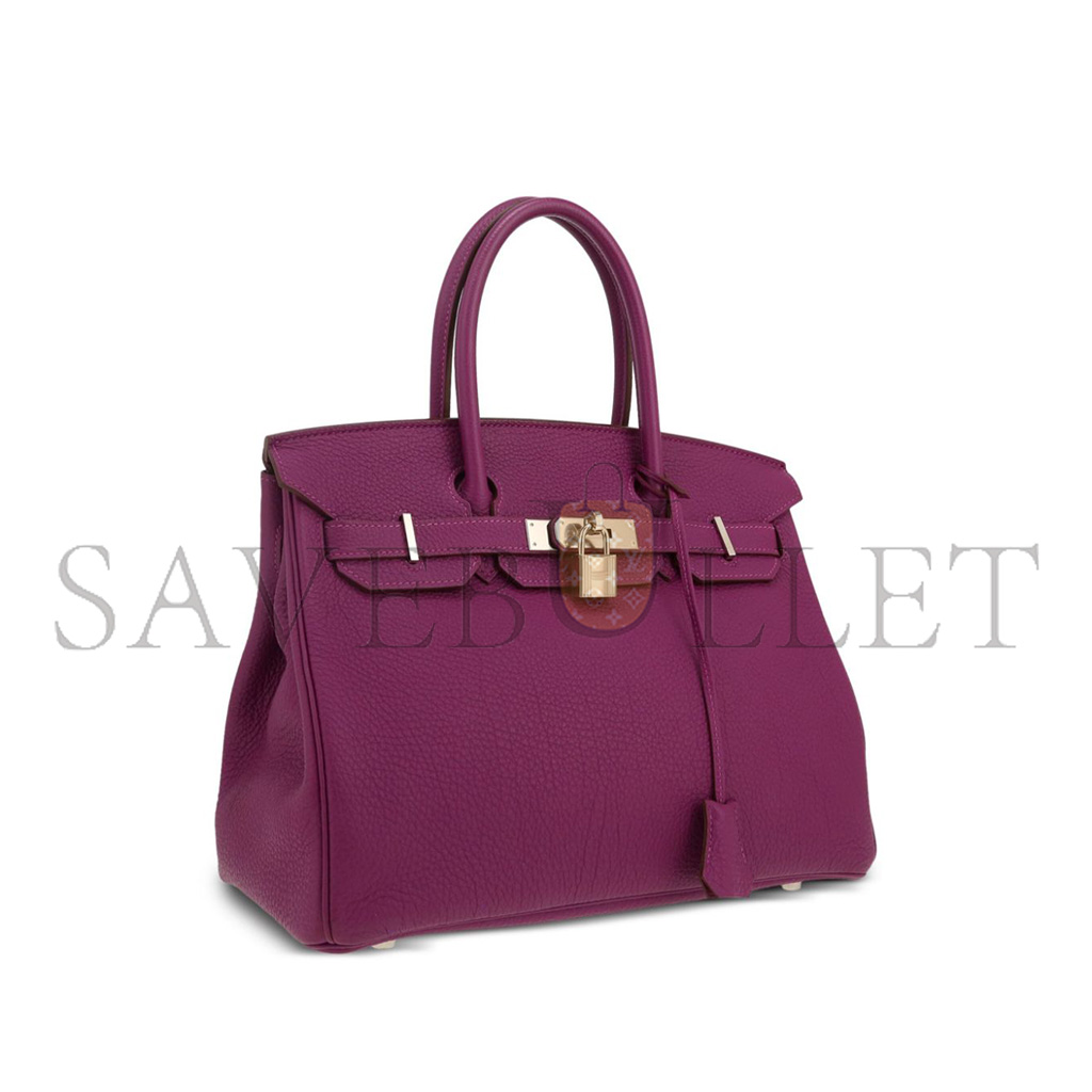 H**mes master birkin 30 togo leather rose purple silver buckle 26599473 (30*23*15cm)