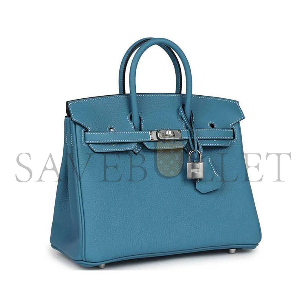 H**mes master birkin 30 togo leather duck blue silver buckle 1015671846 (30*23*15cm)
