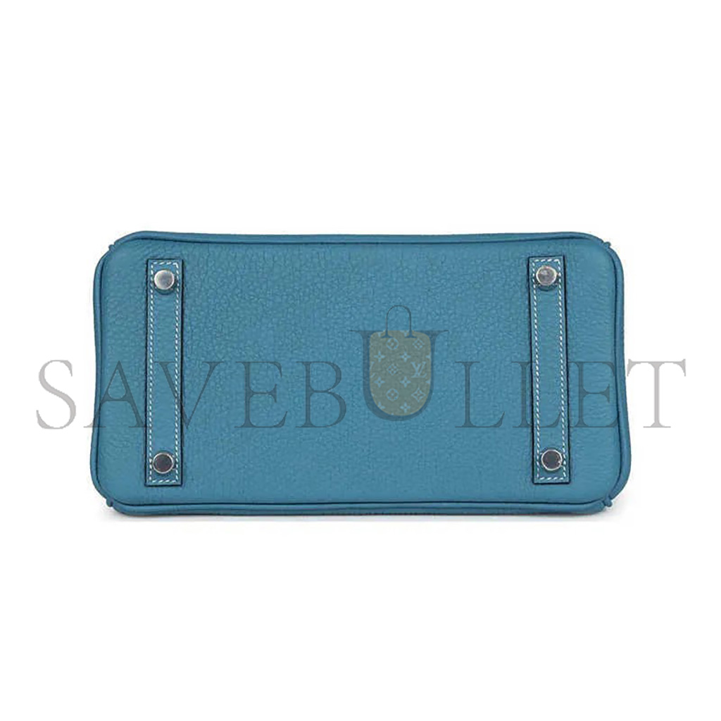 H**mes master birkin 30 togo leather duck blue silver buckle 1015671846 (30*23*15cm)