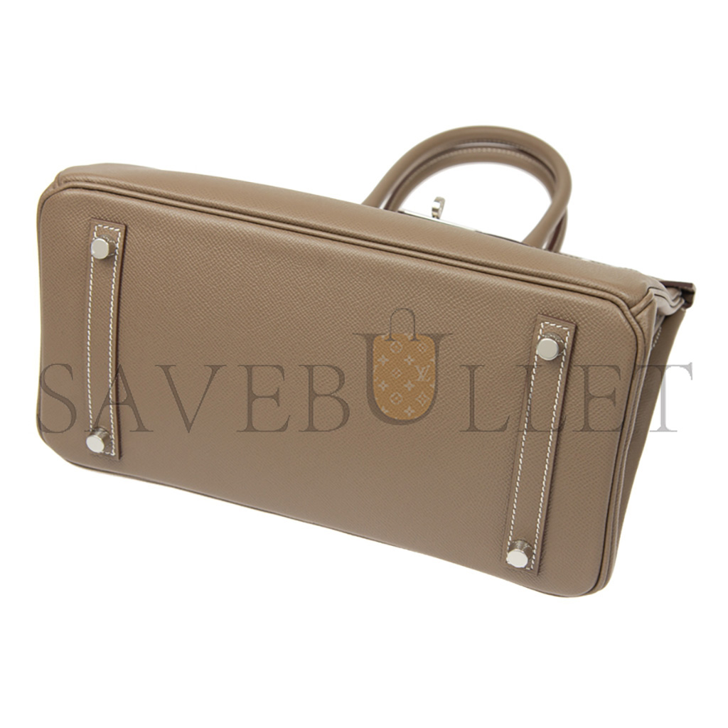 H**mes birkin 25 togo leather elephant grey silver buckle bag bk3018epss (25*20*13cm)