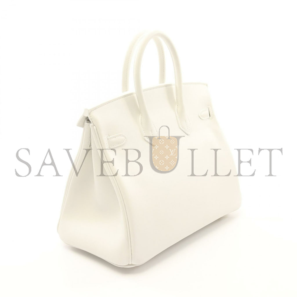 H**mes master birkin 25 togo leather milkshake white with agate blue lining and gold buckle handbag 2104102324847 (25*20*13cm)