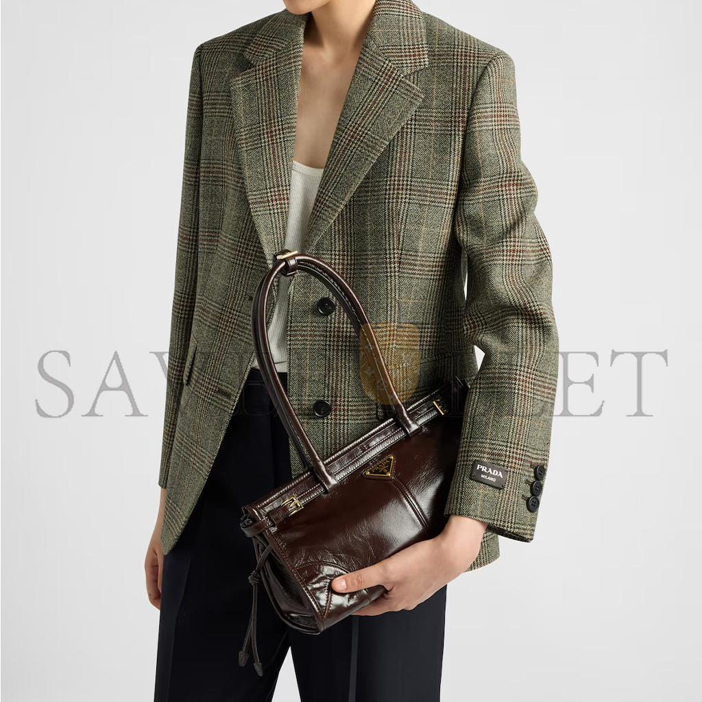 Pra*a bonnie medium leather handbag 1ba426 (32*15.5*12cm)