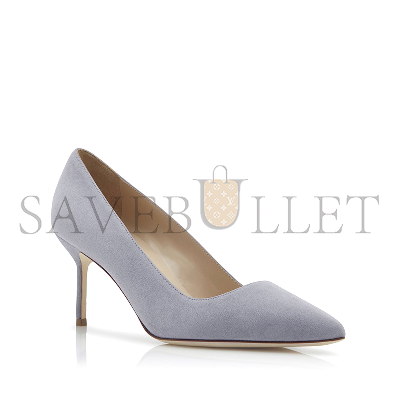 MANOLO BLAHNIK BB 70 LIGHT GREY SUEDE POINTED TOE PUMPS 9XX-0415-0018