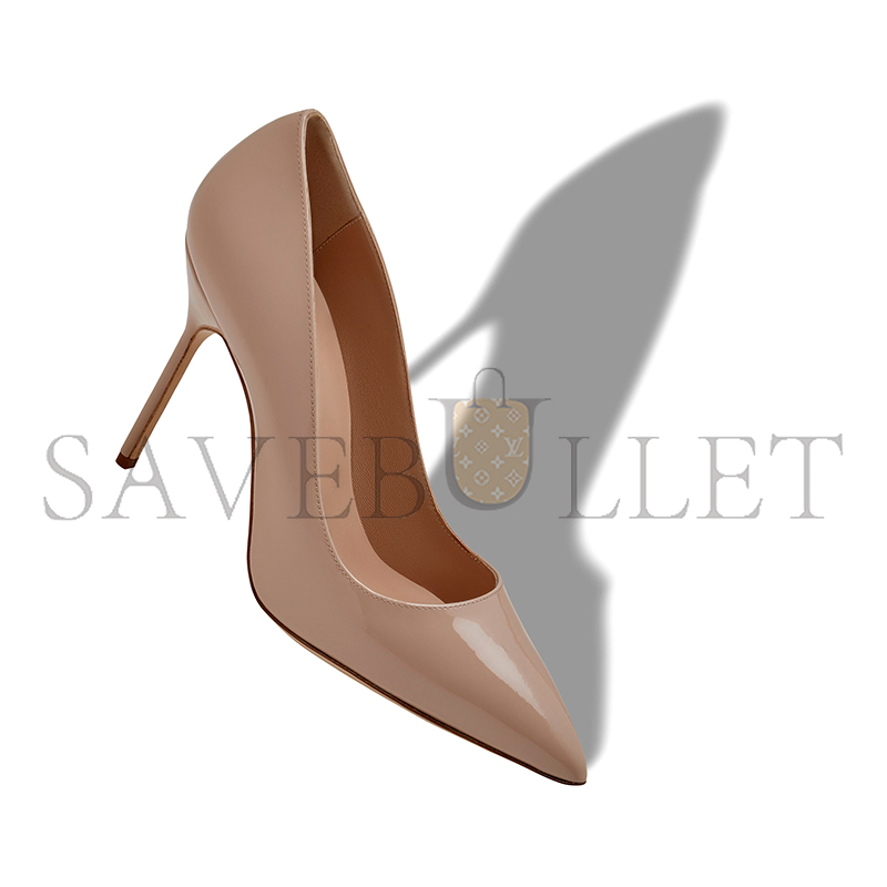 MANOLO BLAHNIK BB PATENT BEIGE PATENT LEATHER POINTED TOE PUMPS 9XX-0537-0011