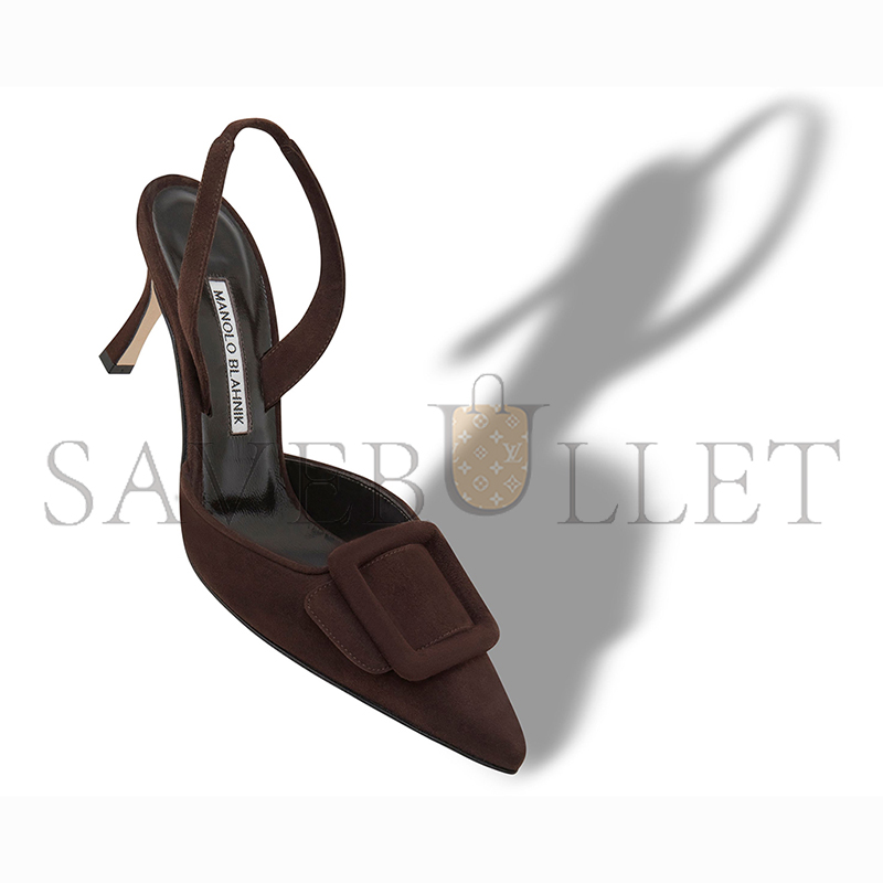 manolo blahnik maY*Li brown suede slingback mules 219-0182-0073