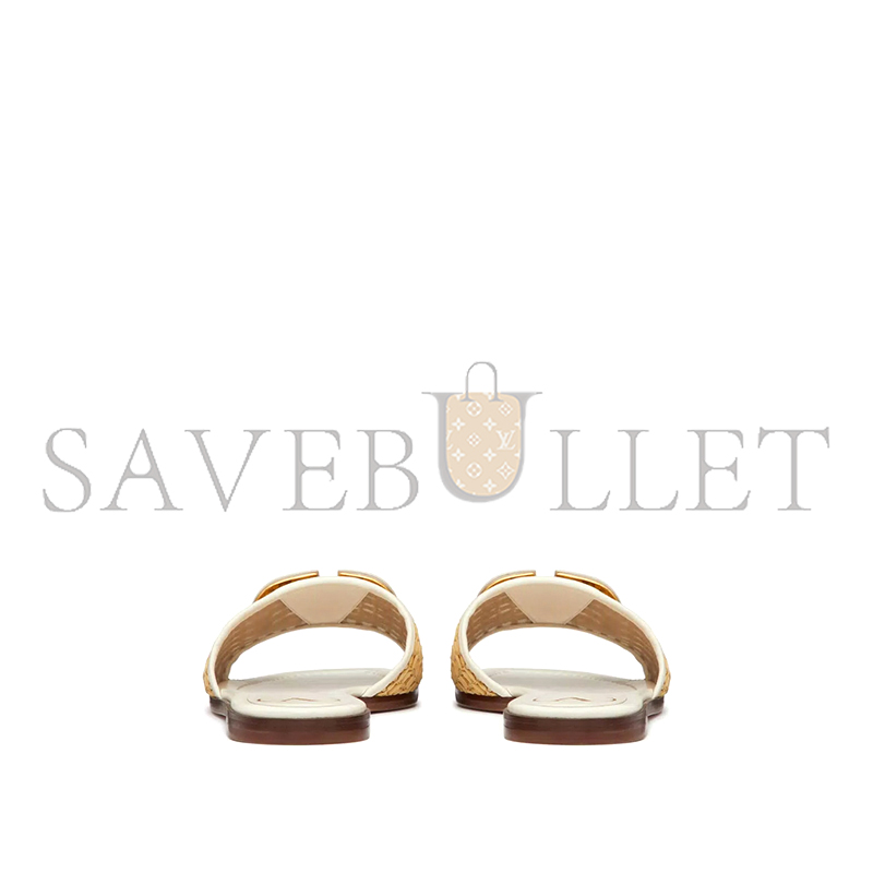 VALENTINO VLOGO SIGNATURE WOVEN RAFFIA SLIDE SANDAL 80MM 4W2S0BD5TTX_A80