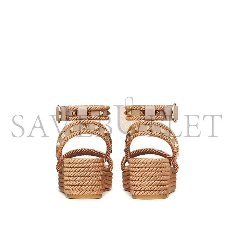VALENTINO ROCKSTUD FLATFORM SANDAL IN CALFSKIN 45MM 6W2S0GI3BAE_P45