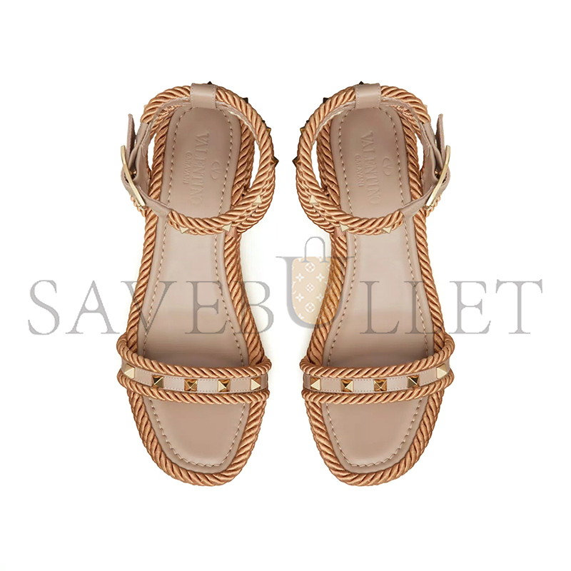 VALENTINO ROCKSTUD FLATFORM SANDAL IN CALFSKIN 45MM 6W2S0GI3BAE_P45