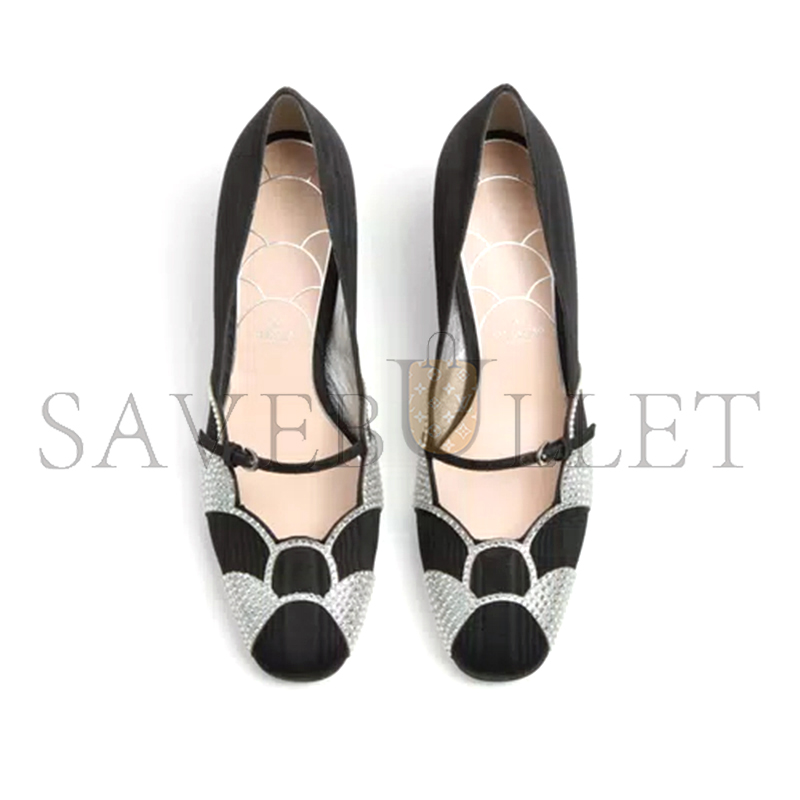 VALENTINO BOWOW PUMPS IN MOIRÈ FABRIC WITH CRYSTALS 45MM 6W2S0LC0CQG_R2D