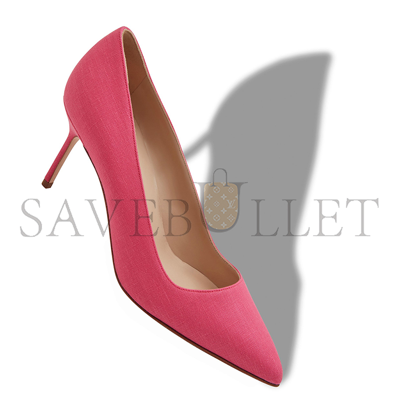 MANOLO BLAHNIK BB 70 PINK LINEN POINTED TOE PUMPS 125-2930-0007