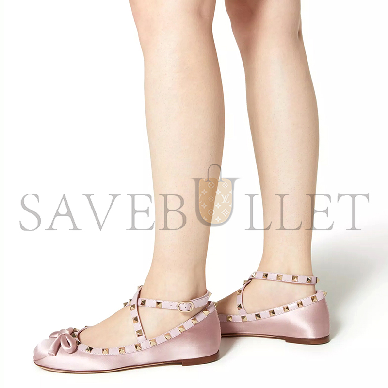 VALENTINO ROCKSTUD SATIN BALLERINA 5W2S0HB6SWH_6E0
