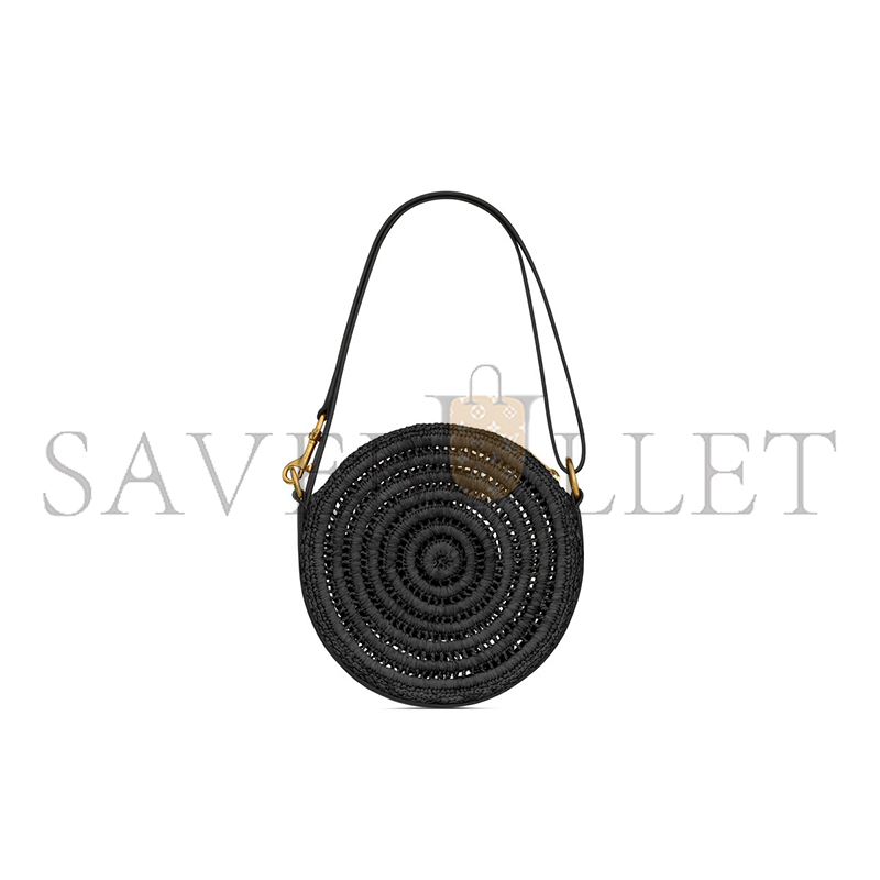 Y*L round bag in raffia and vegetable-tanned leather 744292gaadr1000 (21.5*21.5*4.5cm)
