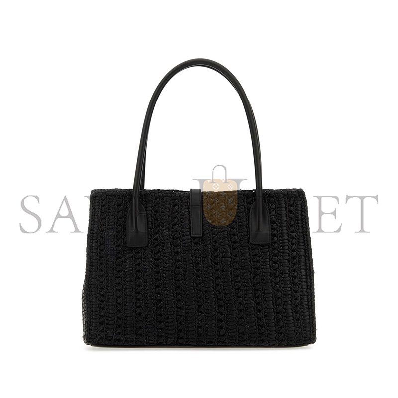 Y*L raffia panier rectangle tote black 741199gaado (29*21*9cm)