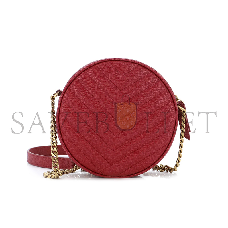 Y*L vinyle round camera bag in chevron-quilted grain de poudre embossed leather 6104361gf076008 (17*17*5.5cm)