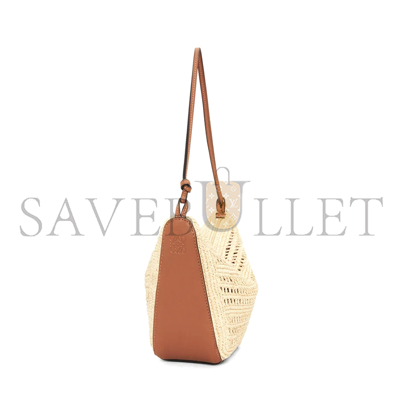 L0ew* mini hammock hobo in raffia and calfskin a538g13x09-658 (28*17*9.5cm)