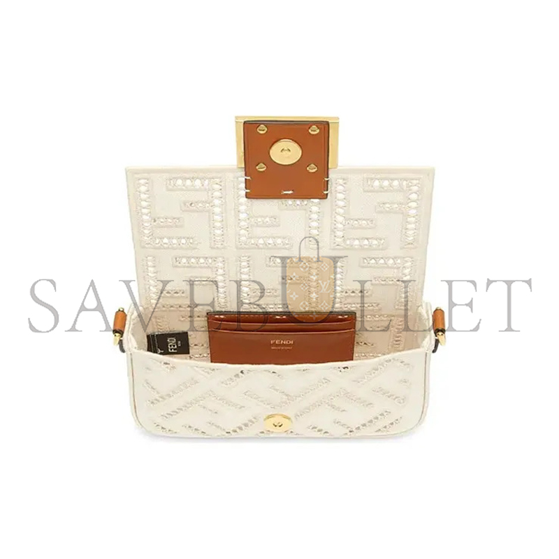 F**di baguette ff hollow embroidery mini shoulder crossbody bag 8bs017af2vf1dsv (21*10*5cm)