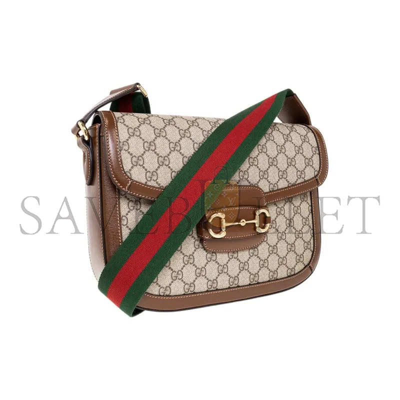 G*u*i horsebit 1955 canvas with leather shoulder bag 700457 (30*21*7.5cm)