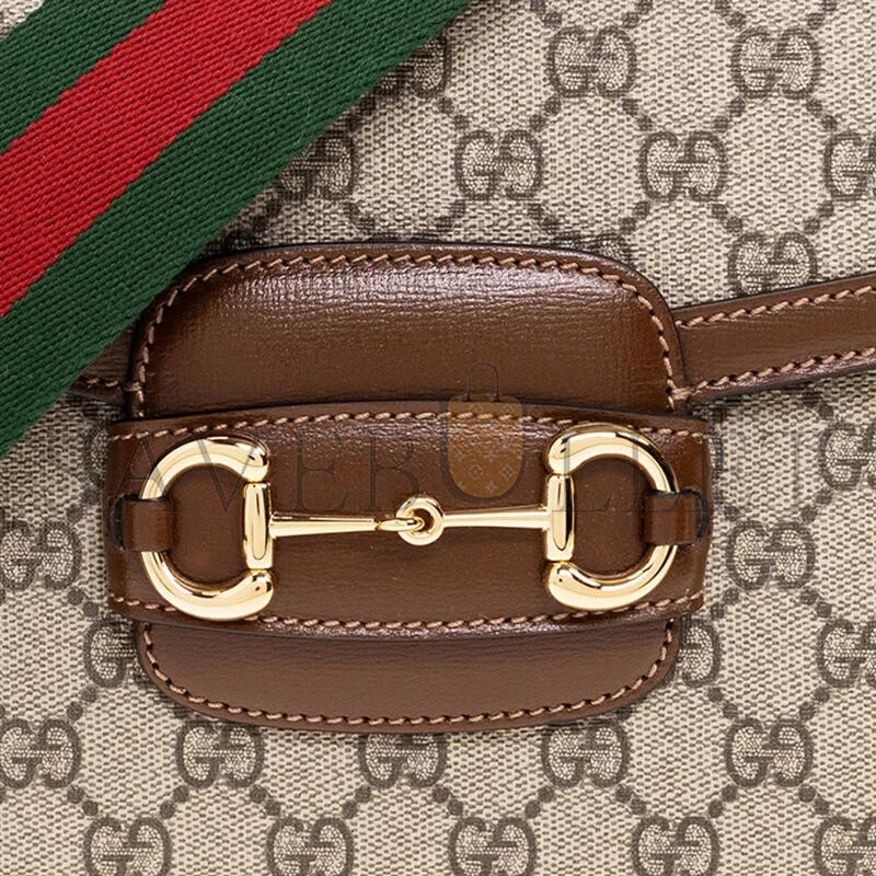 G*u*i horsebit 1955 canvas with leather shoulder bag 700457 (30*21*7.5cm)