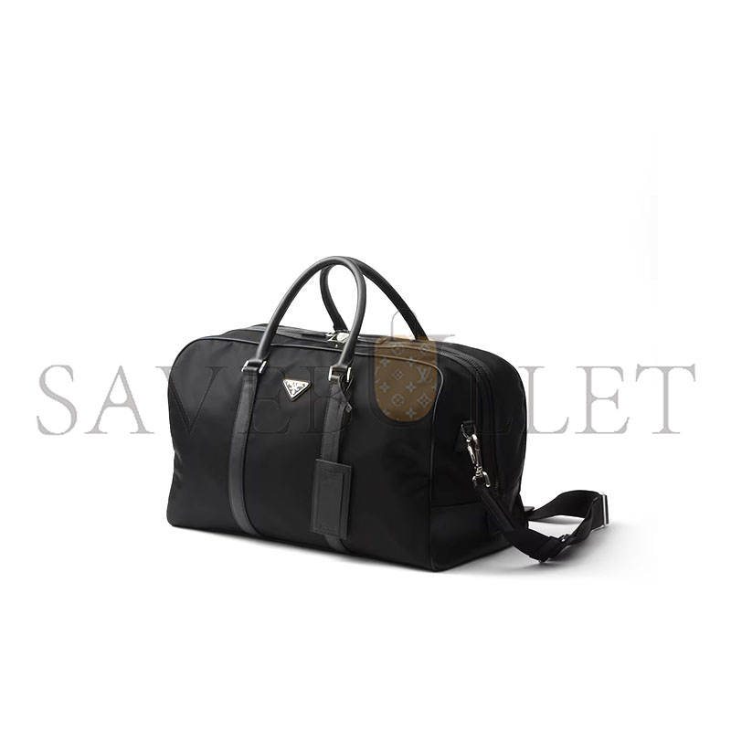 Pra*a re-nylon and saffiano leather duffel bag 2vc014 (45*27*23cm)