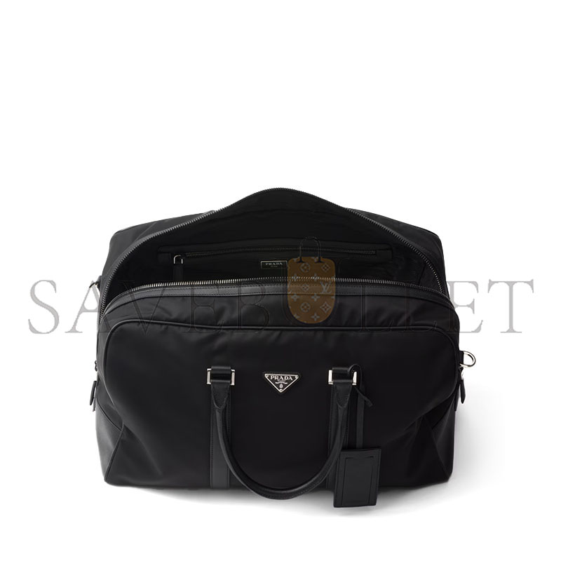Pra*a re-nylon and saffiano leather duffel bag 2vc014 (45*27*23cm)