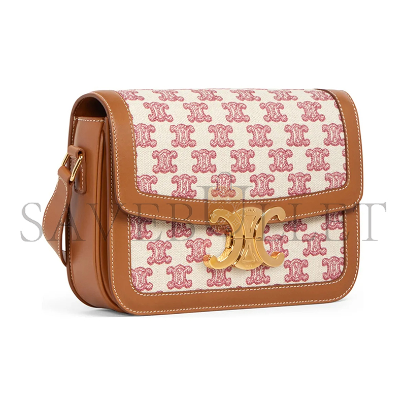 Ce**e medium classique triomphe bag in fabric and calfskin 191242dba.25vp (22.5*16.5*7.5cm)