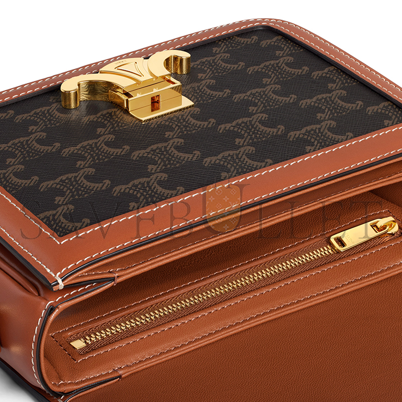 Ce**e small teen triomphe bag in triomphe canvas and calfskin 188882bz4.04lu (18.5*14*6cm)