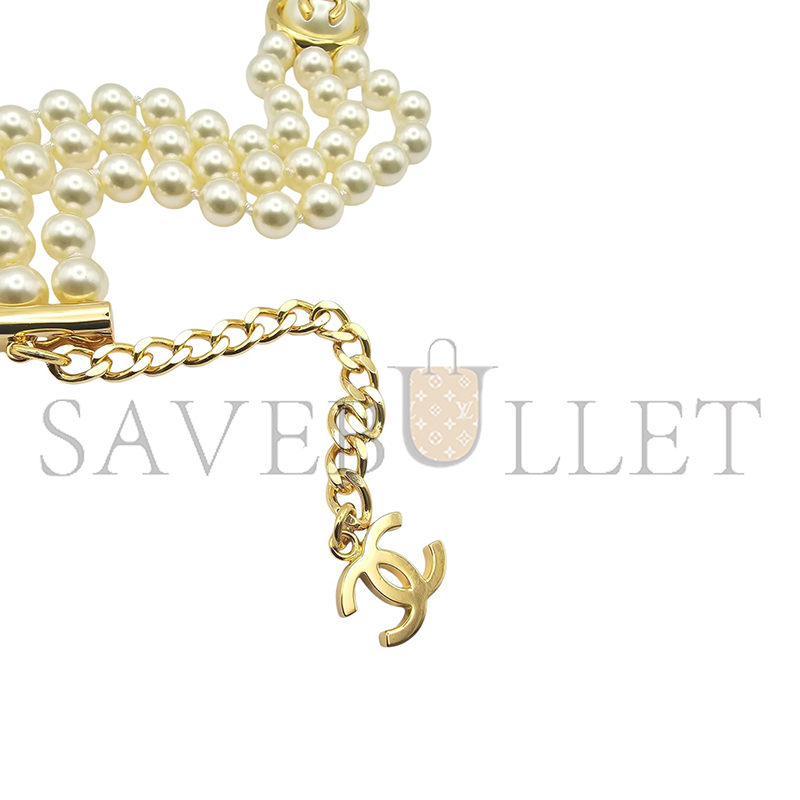 Ch*el cc faux pearl gold choker abe253