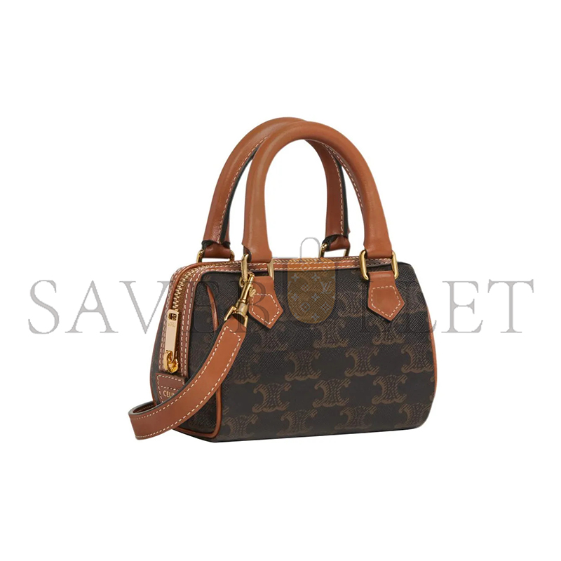 Ce**e mini boston bag triomphe in triomphe canvas and lambskin 195112bzj.04lu (14*9.5*8cm)