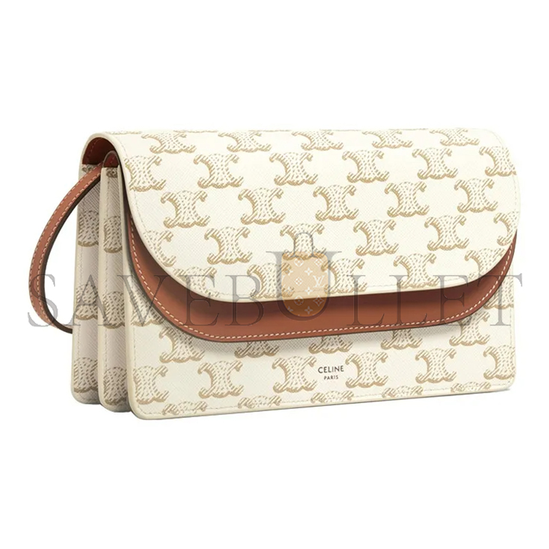 Ce**e crossbody bag in triomphe canvas and smooth lambskin 10d852cg9.01ta (20*11.5cm)