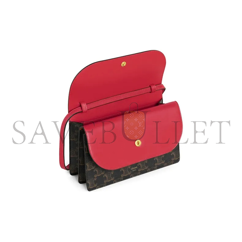 Ce**e crossbody bag in triomphe canvas and smooth lambskin 10d852cix.27ed (20*11.5cm)